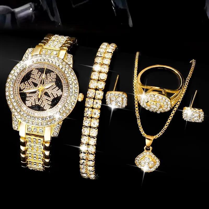 Rhinestone Snowflake Watch Jewelry Set