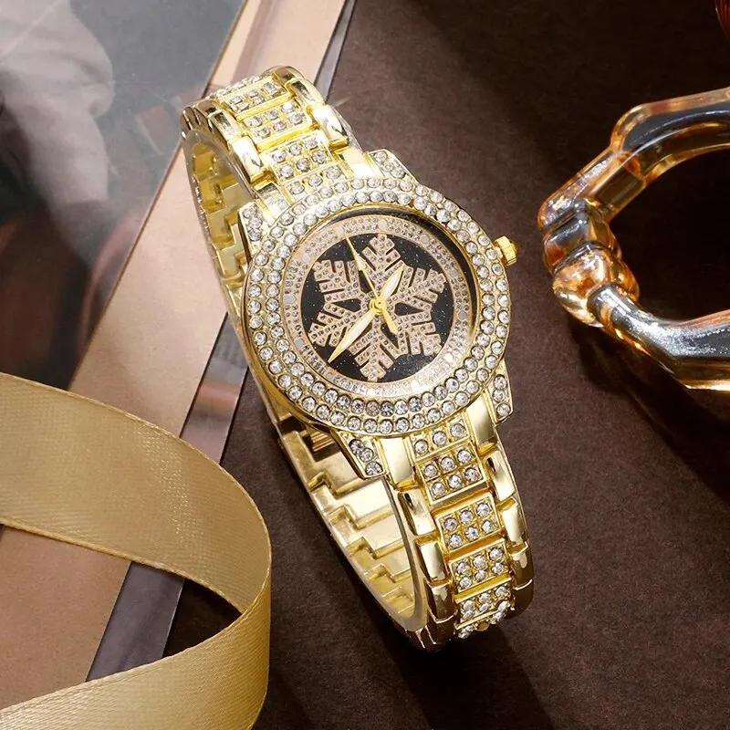 Rhinestone Snowflake Watch Jewelry Set