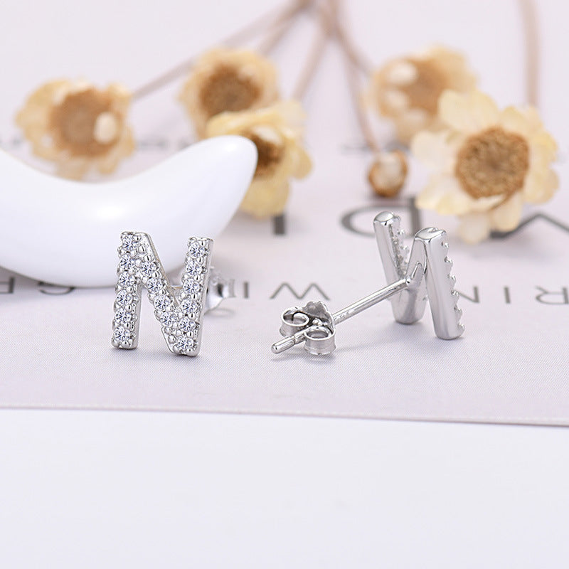 Zircon Initial Letter Earrings