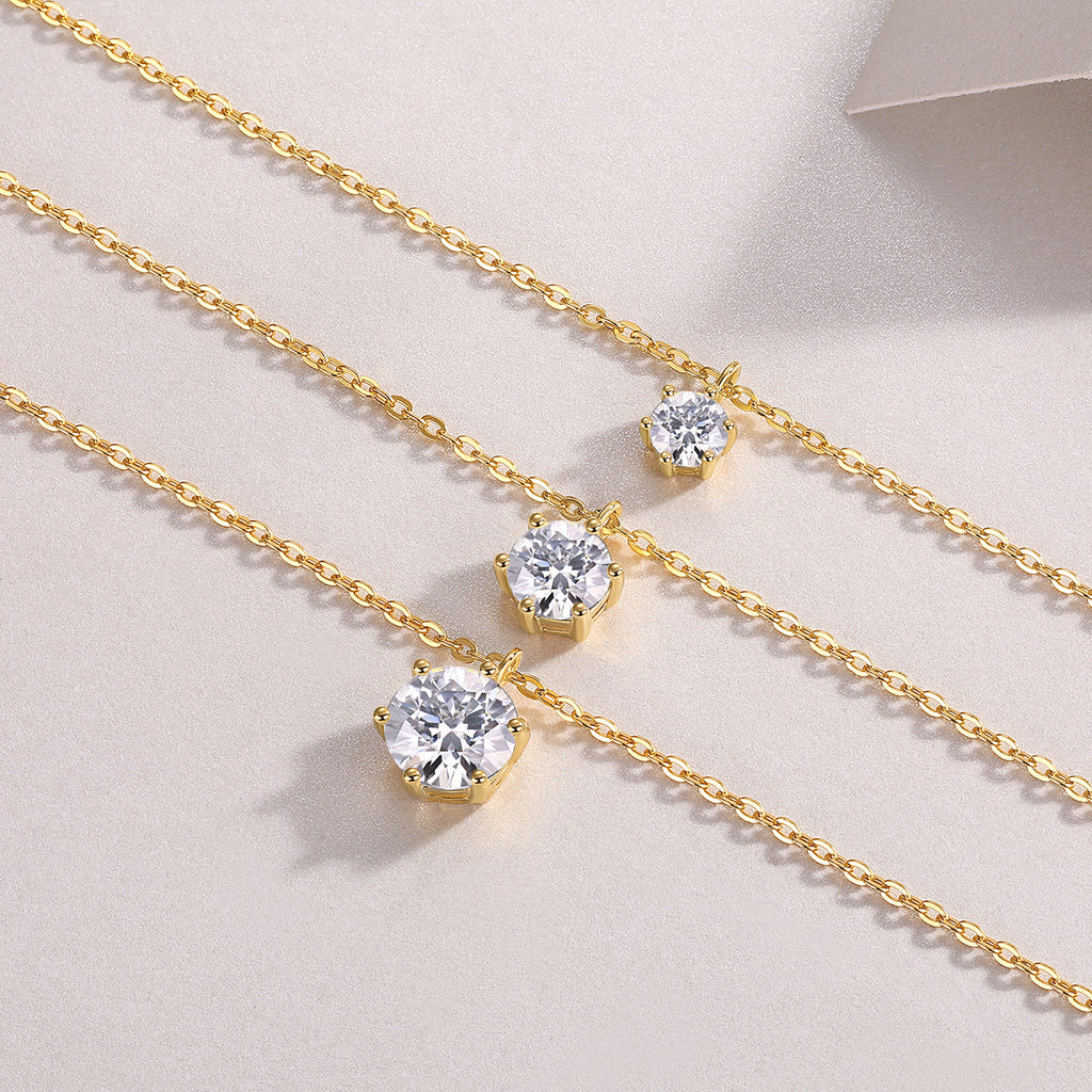 S925 Gold Moissanite Pendant Necklace