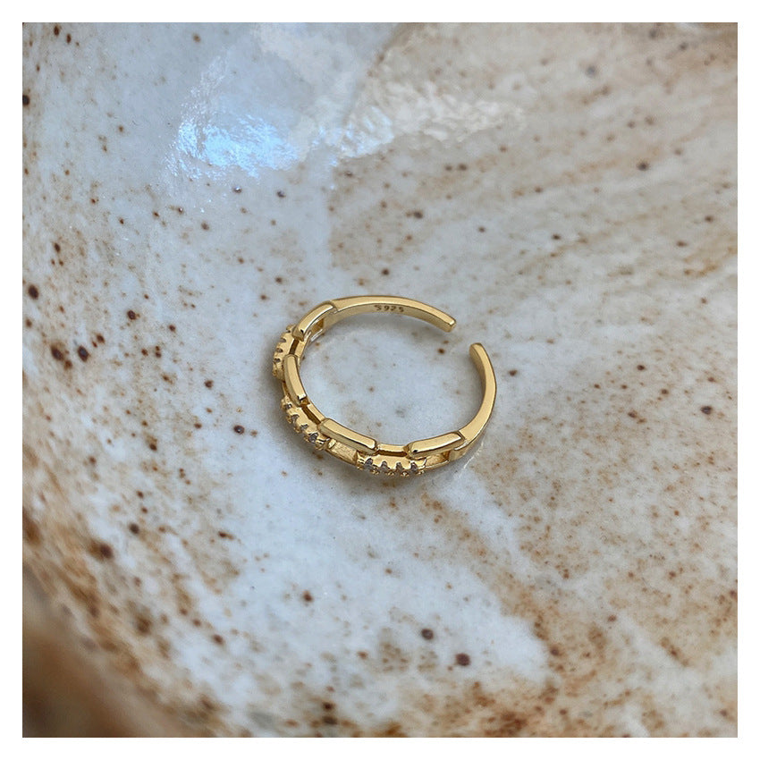 S925 Silver Adjustable Flower Ring