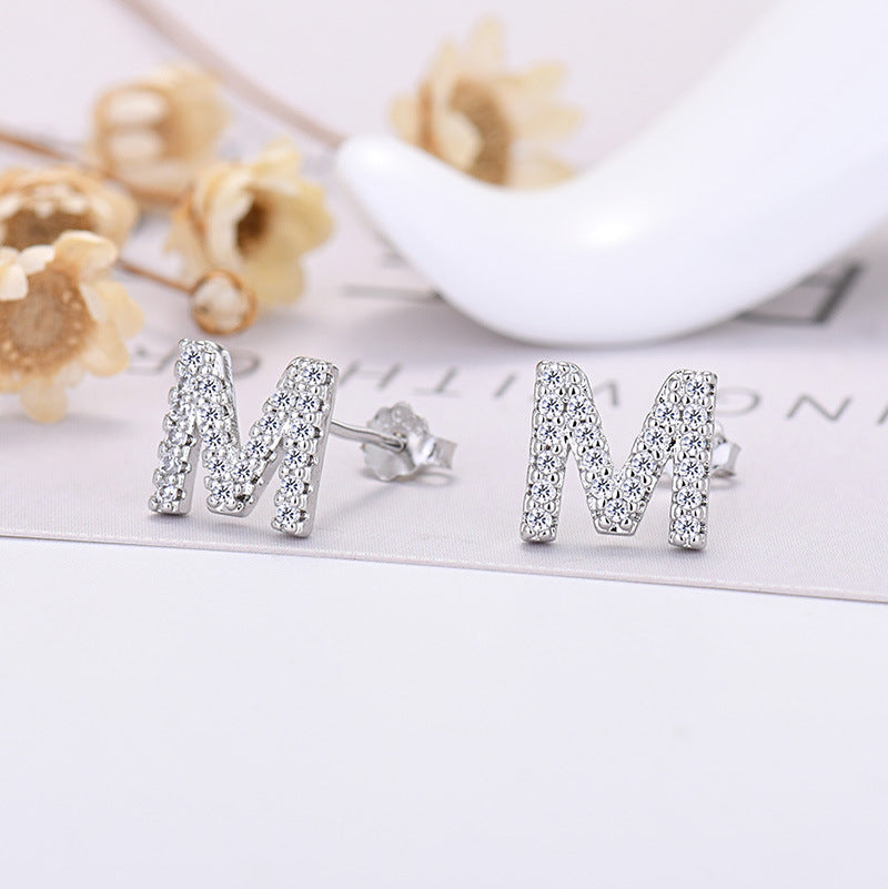 Zircon Initial Letter Earrings