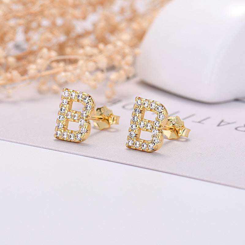 Zircon Initial Letter Earrings