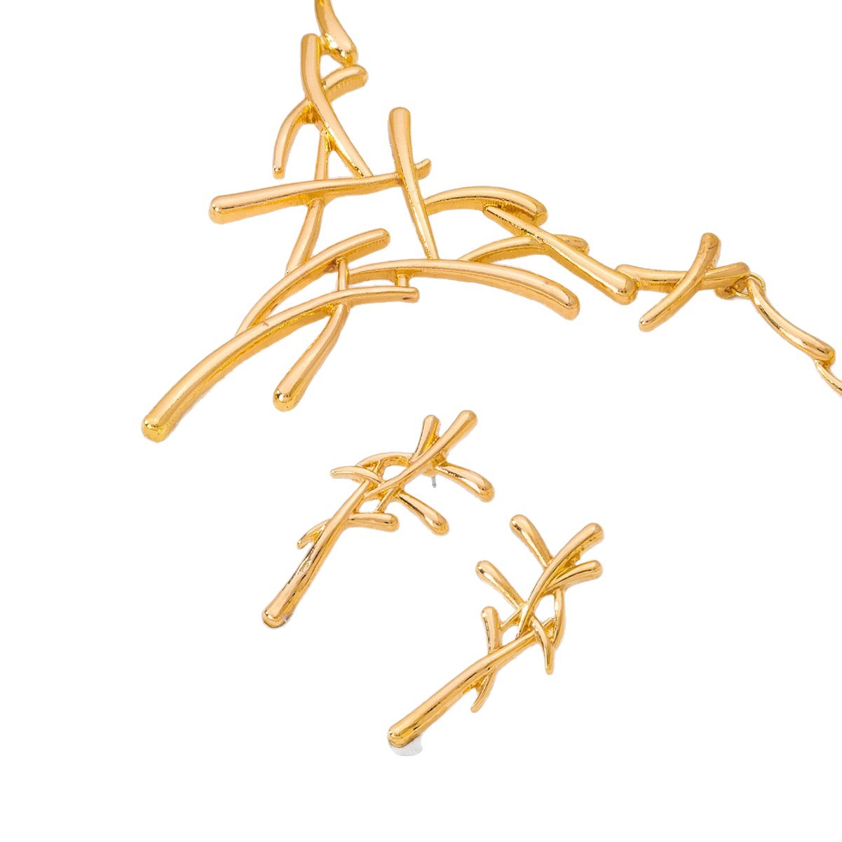 Crossline Earrings and Necklace Set