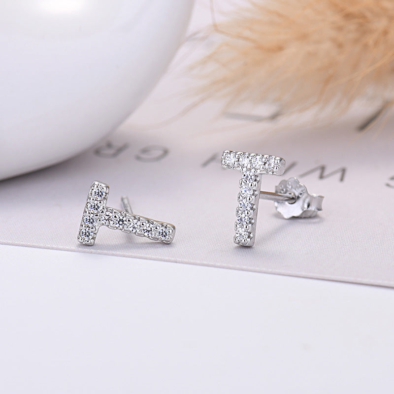 Zircon Initial Letter Earrings