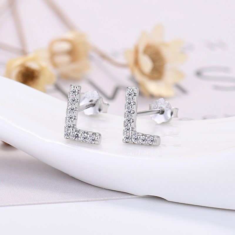 Zircon Initial Letter Earrings
