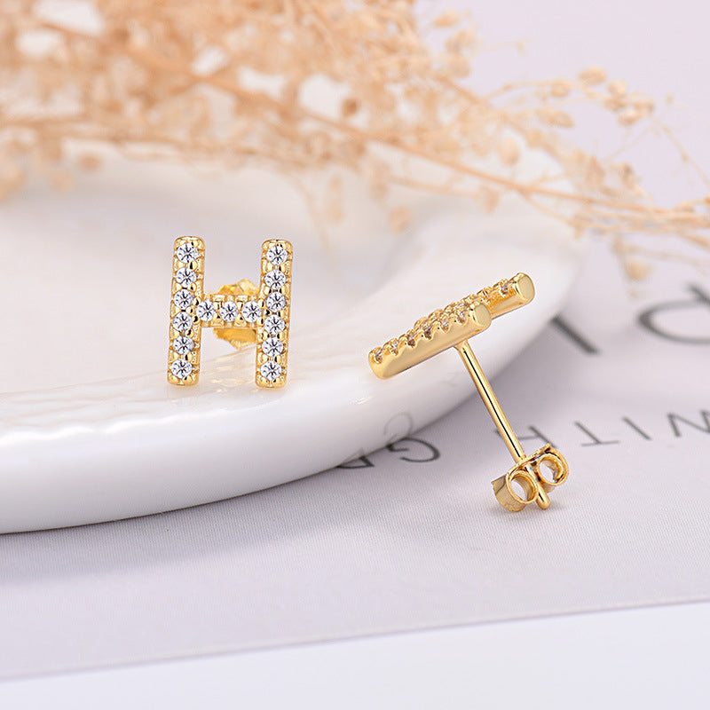 Zircon Initial Letter Earrings