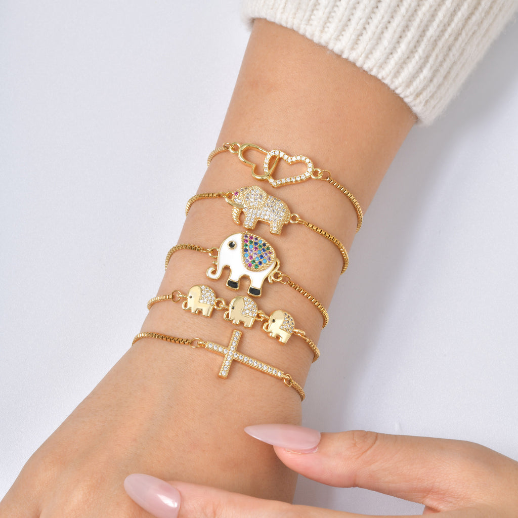 Colorful Zircon Adjustable Copper Bangle