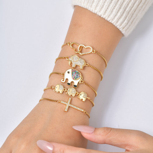Colorful Zircon Adjustable Copper Bangle