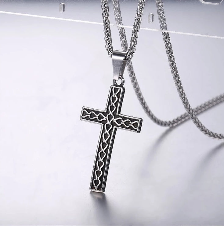 Gold Plated Black Cross Necklace for Men