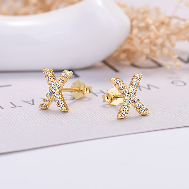 Zircon Initial Letter Earrings