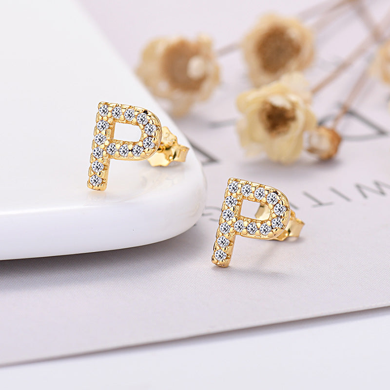Zircon Initial Letter Earrings
