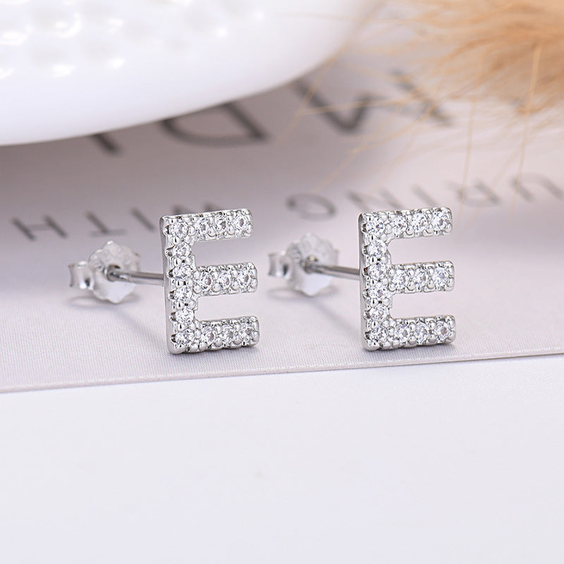 Zircon Initial Letter Earrings