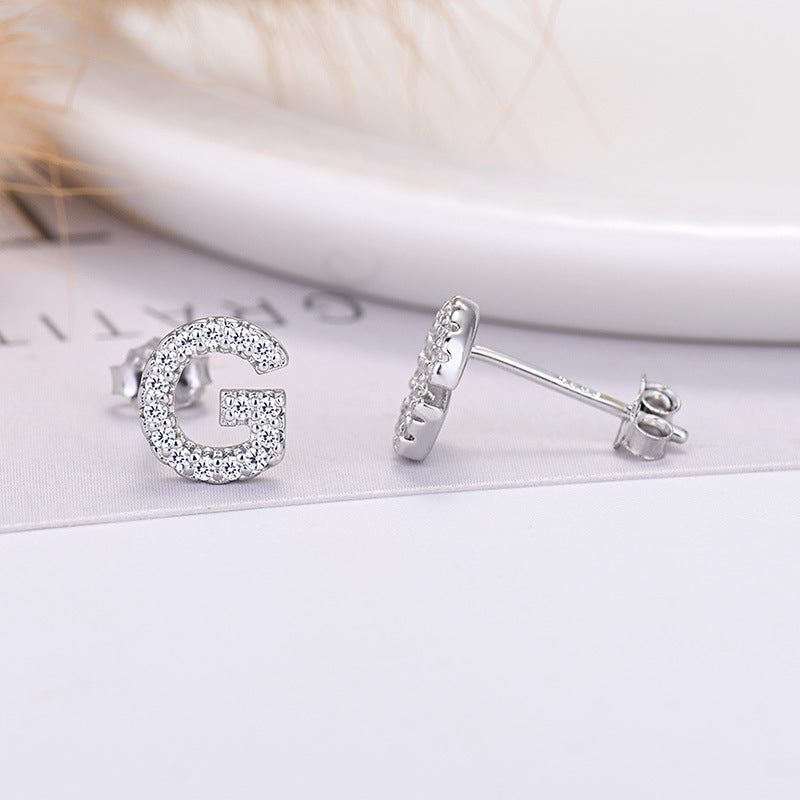 Zircon Initial Letter Earrings