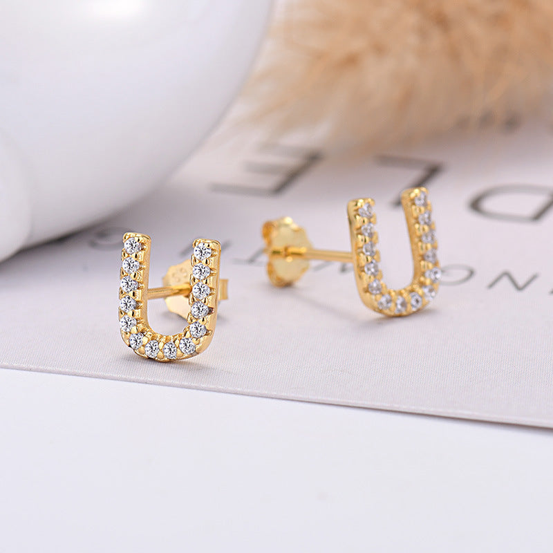 Zircon Initial Letter Earrings