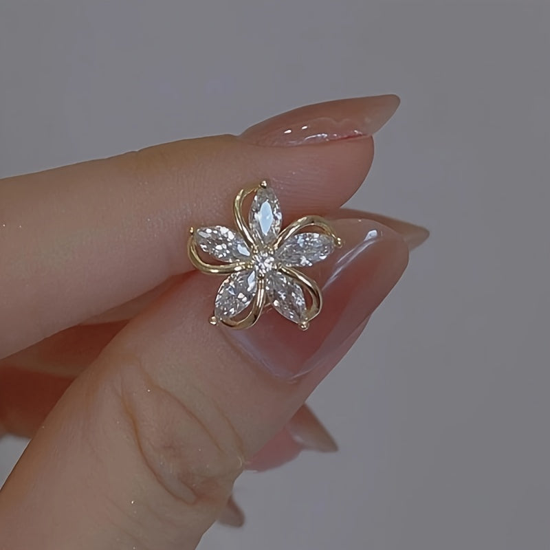 Rhinestone Flower Stud Earrings