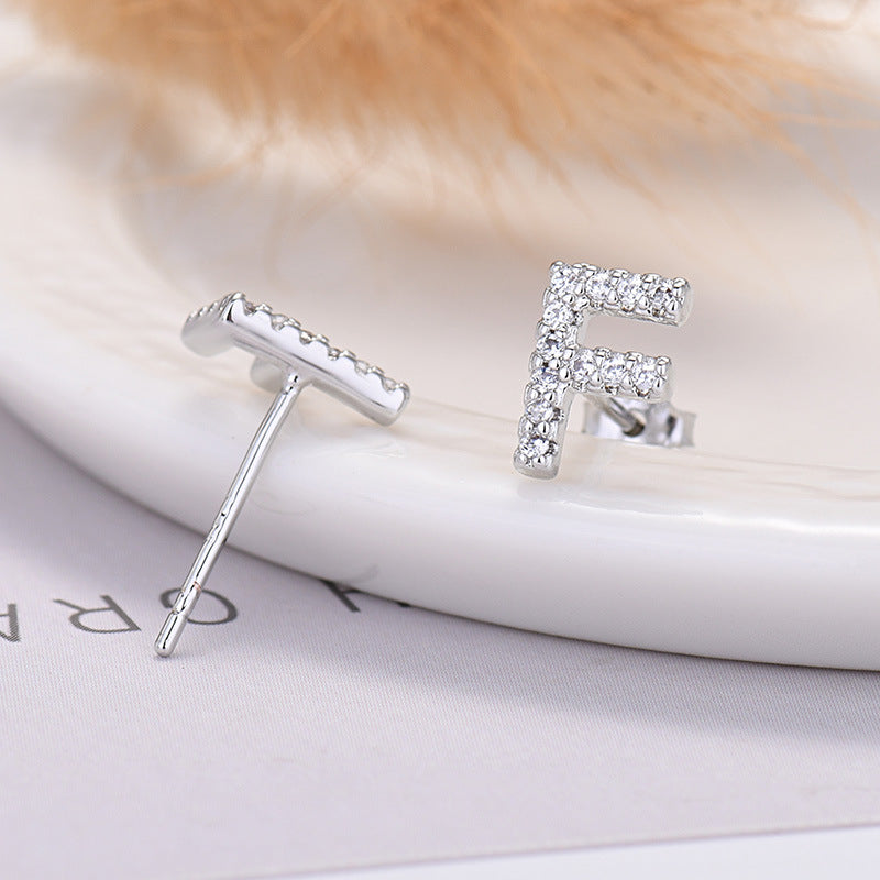 Zircon Initial Letter Earrings