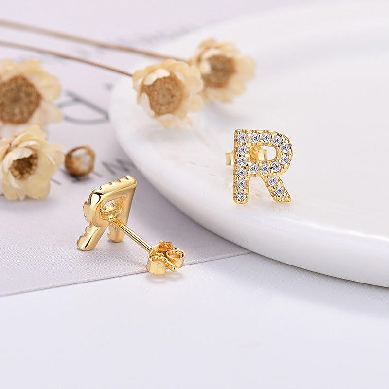 Zircon Initial Letter Earrings
