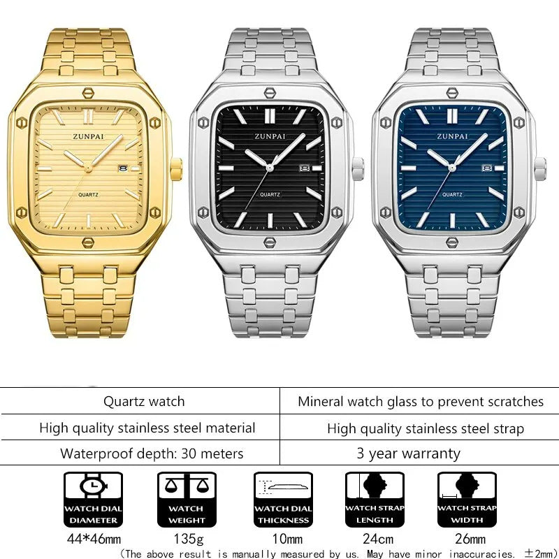 Men's Stainless Steel Square Watch
