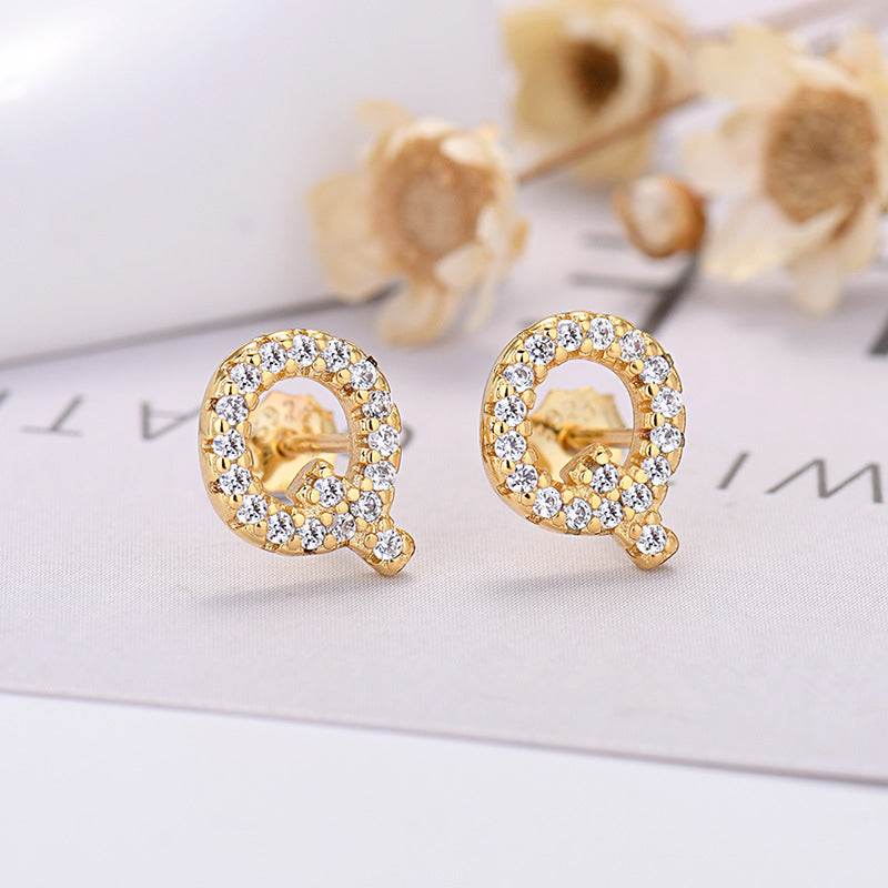 Zircon Initial Letter Earrings