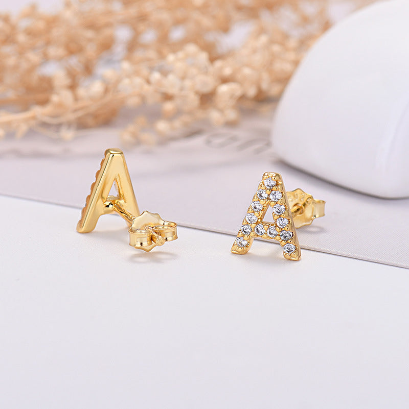 Zircon Initial Letter Earrings