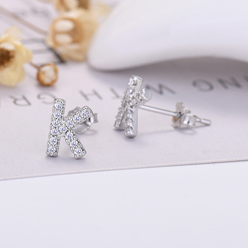Zircon Initial Letter Earrings