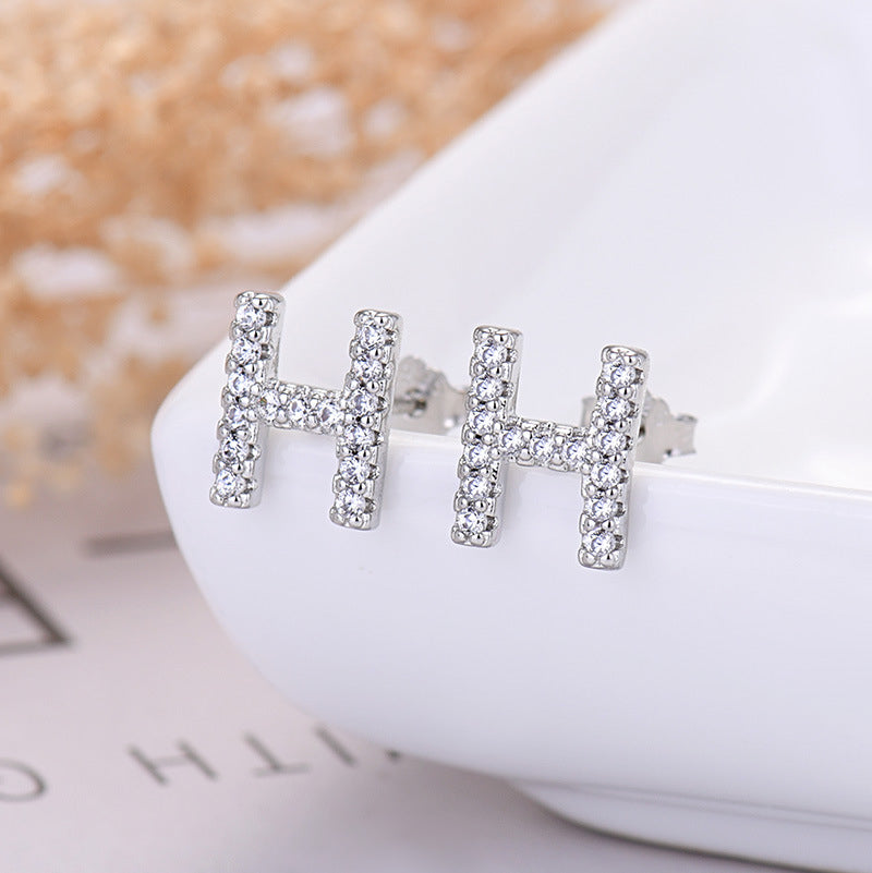 Zircon Initial Letter Earrings