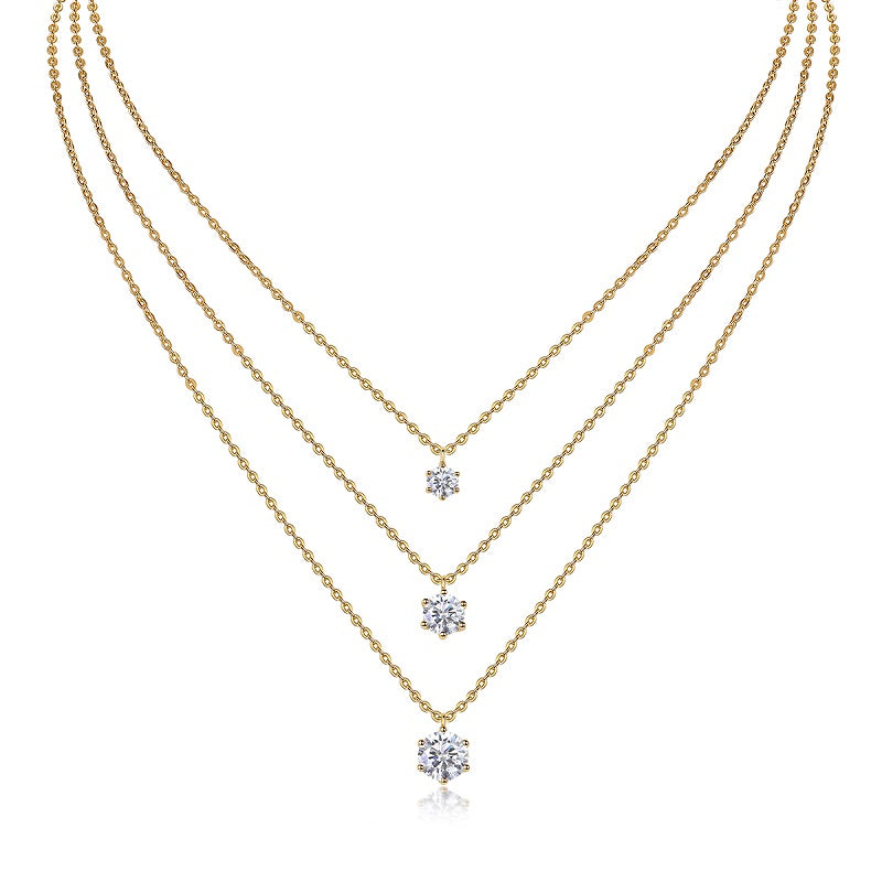 S925 Gold Moissanite Pendant Necklace