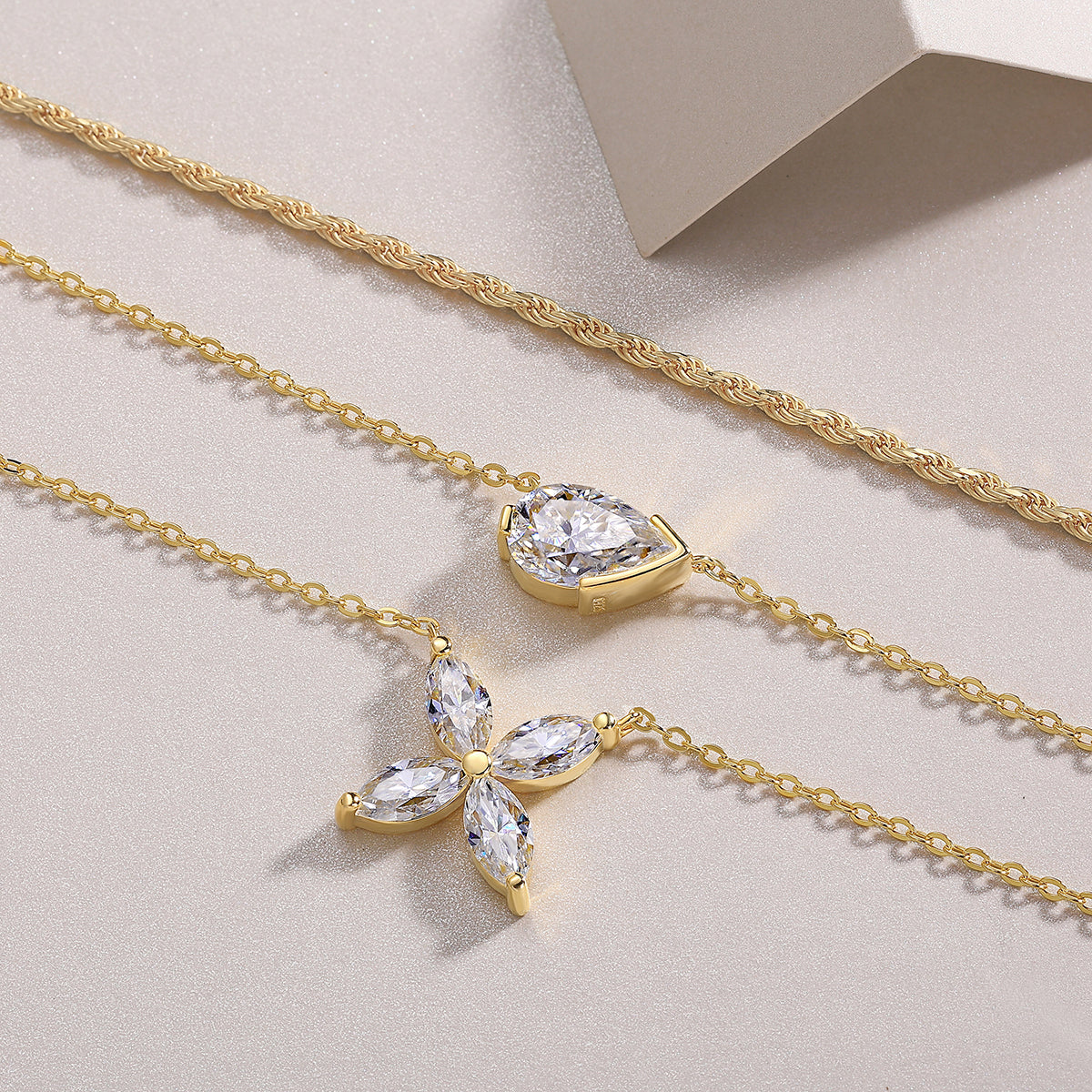 Pear Cut Moissanite Gold Necklace