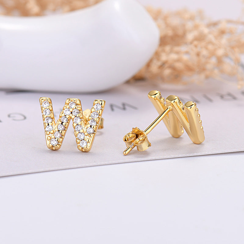 Zircon Initial Letter Earrings