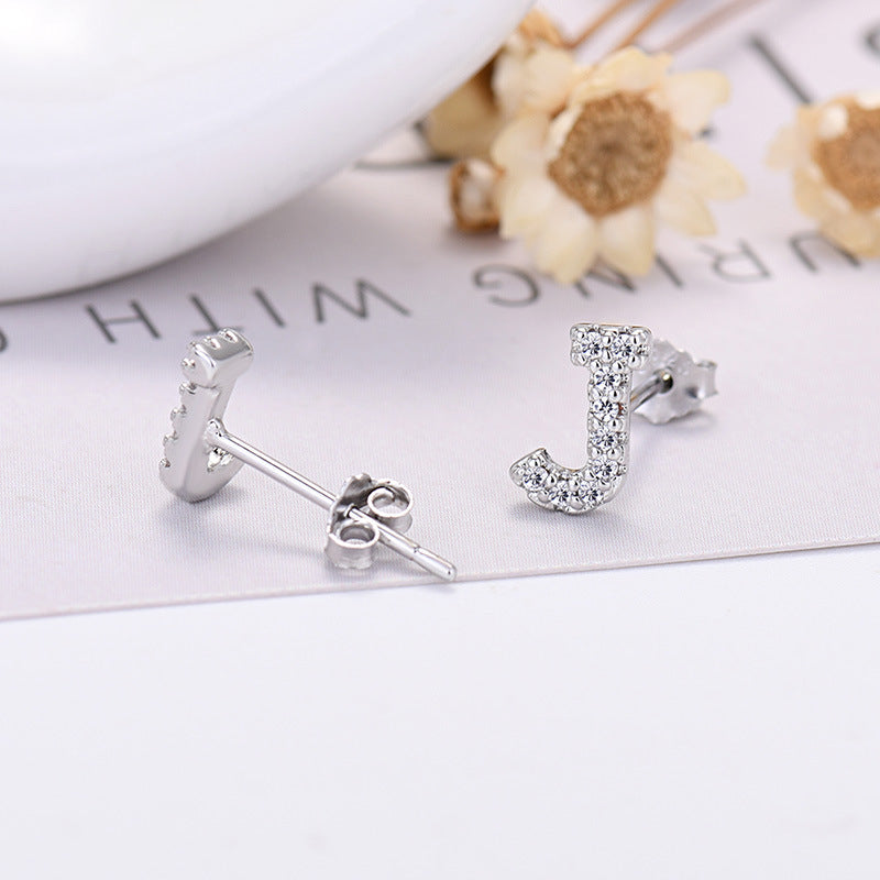 Zircon Initial Letter Earrings