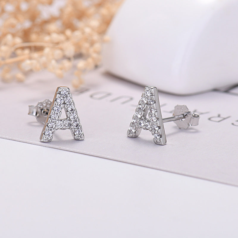 Zircon Initial Letter Earrings
