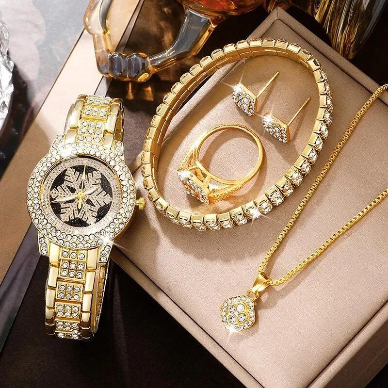 Rhinestone Snowflake Watch Jewelry Set