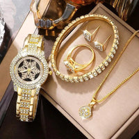 Rhinestone Snowflake Watch Jewelry Set