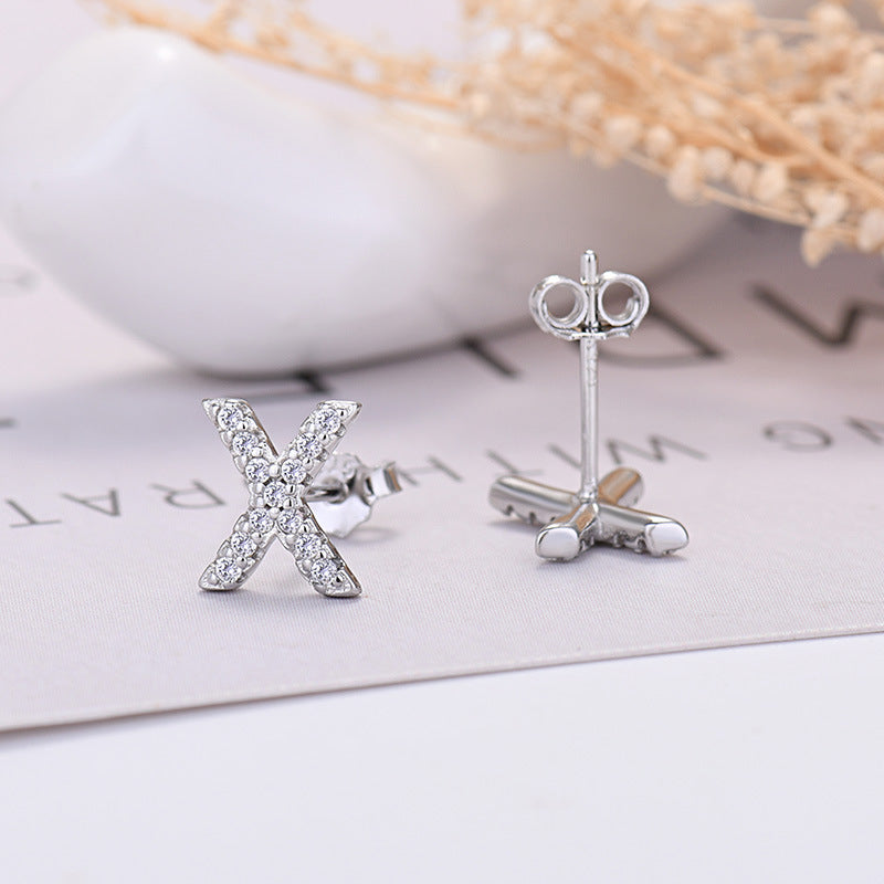 Zircon Initial Letter Earrings
