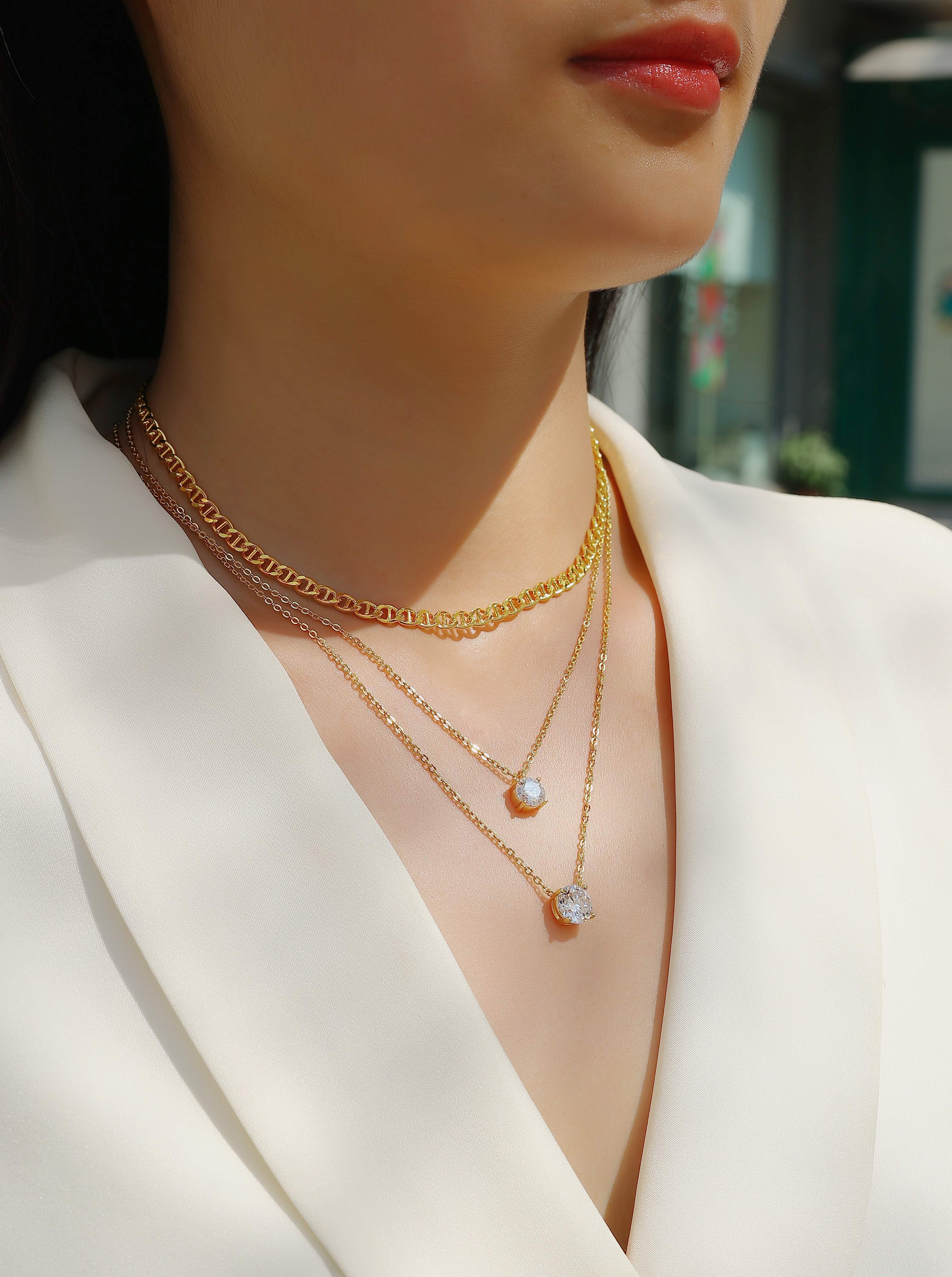 S925 Platinum Morganite Pendant Necklace