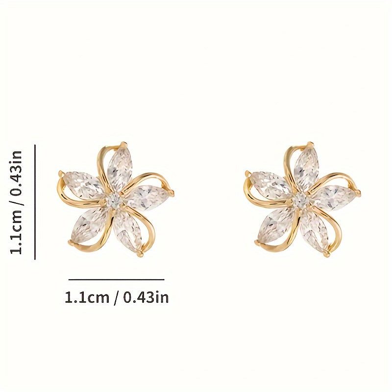 Rhinestone Flower Stud Earrings