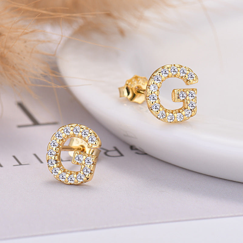 Zircon Initial Letter Earrings