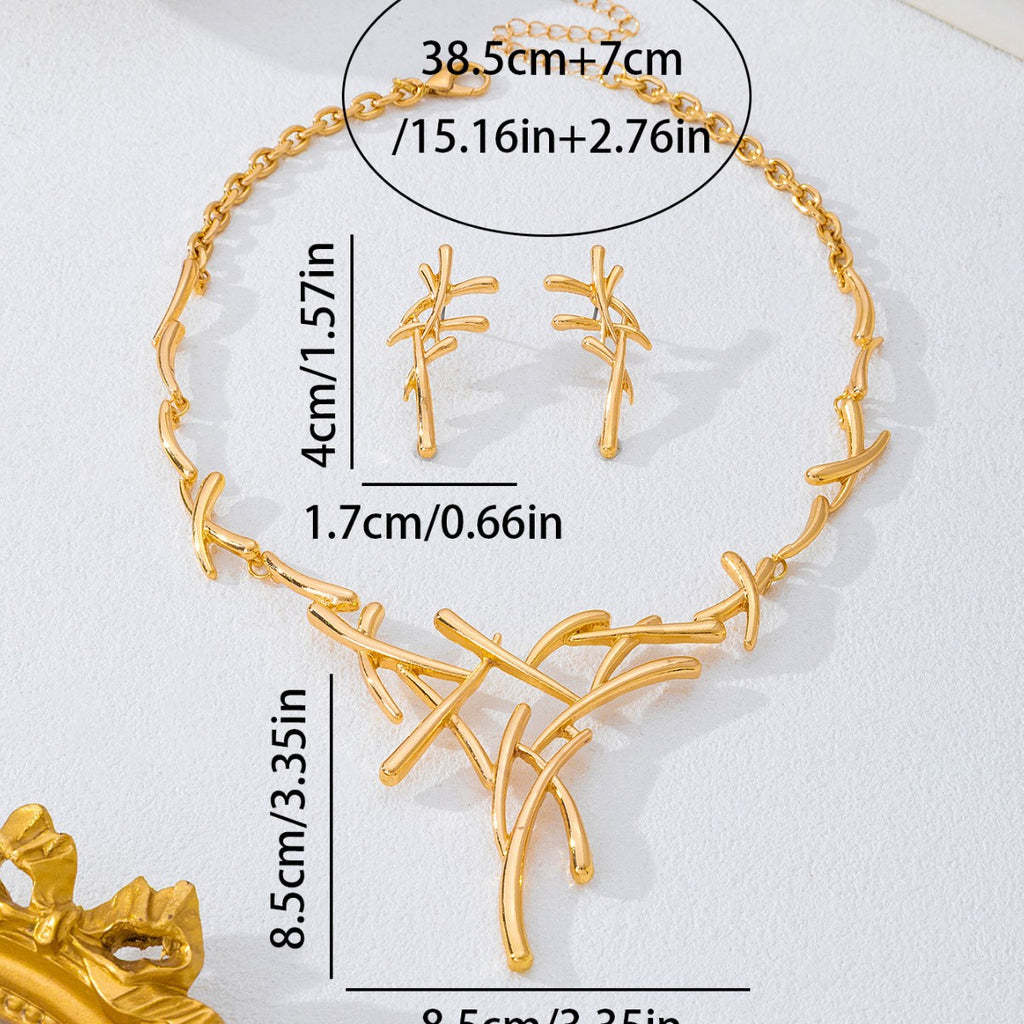 Crossline Earrings and Necklace Set