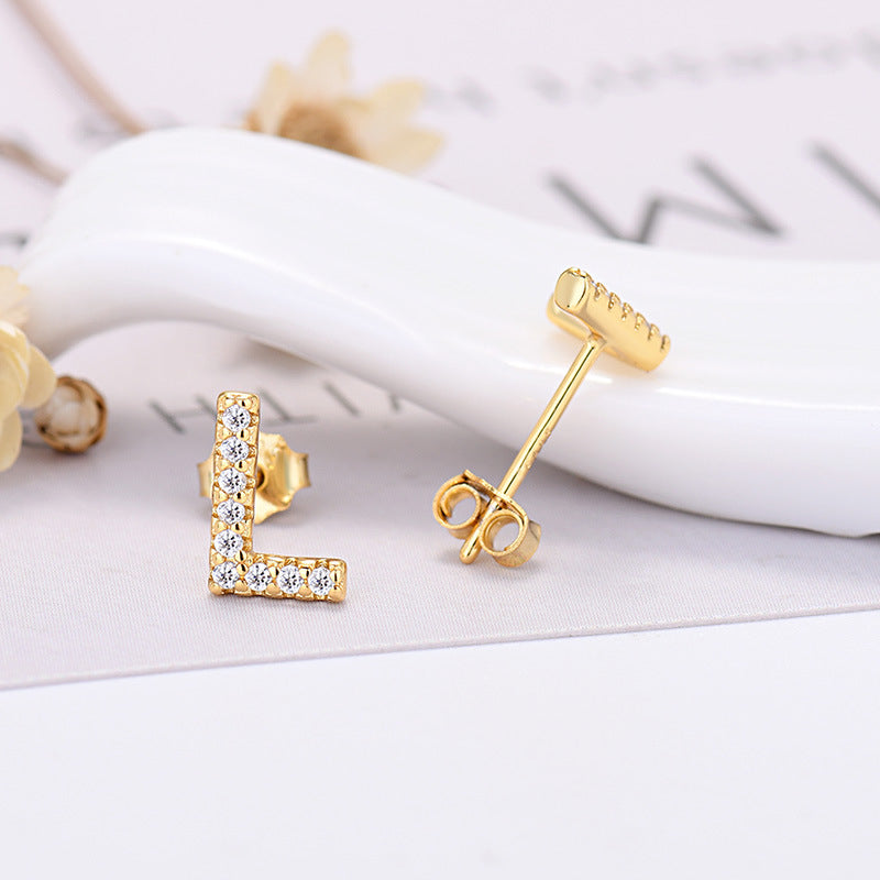 Zircon Initial Letter Earrings