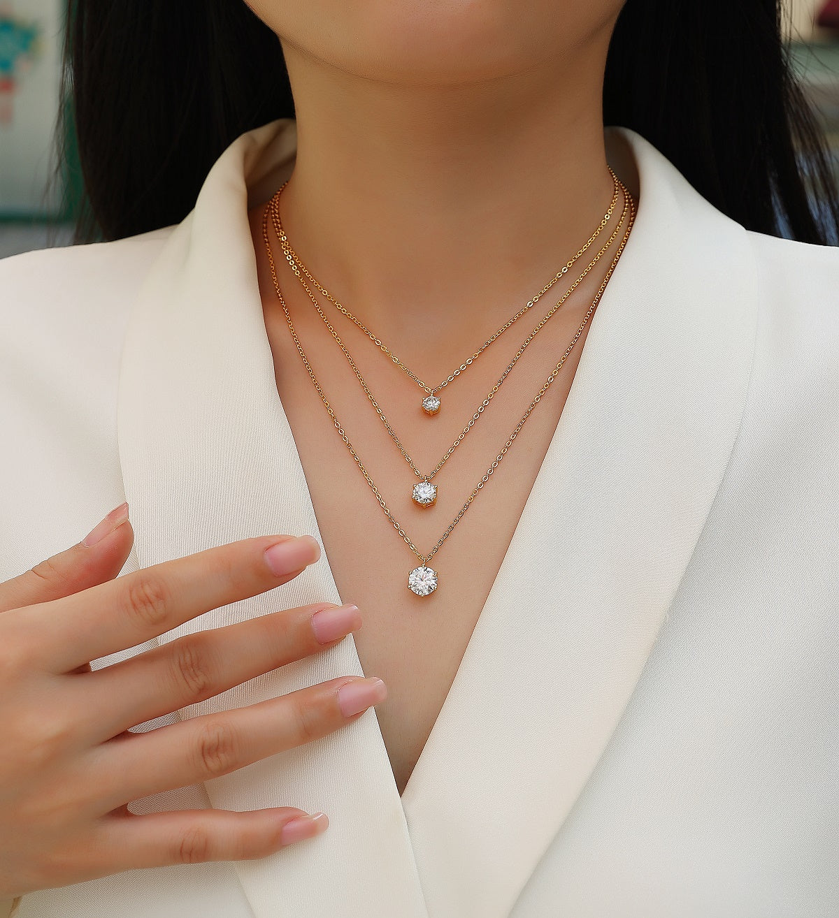S925 Gold Moissanite Pendant Necklace