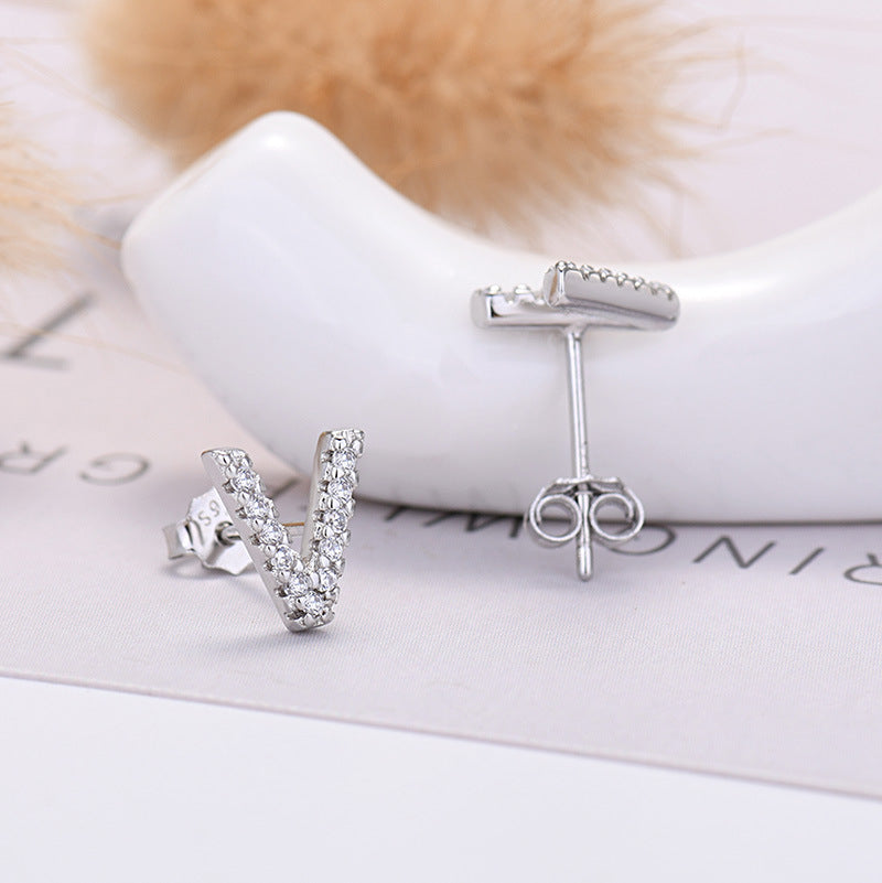 Zircon Initial Letter Earrings