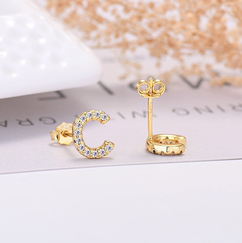 Zircon Initial Letter Earrings