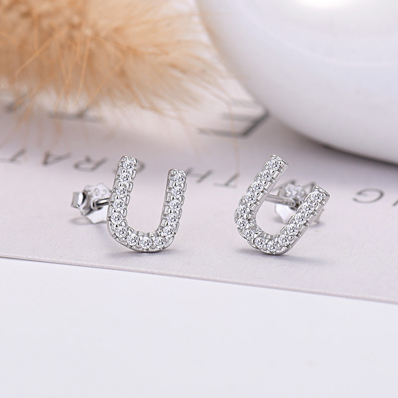 Zircon Initial Letter Earrings