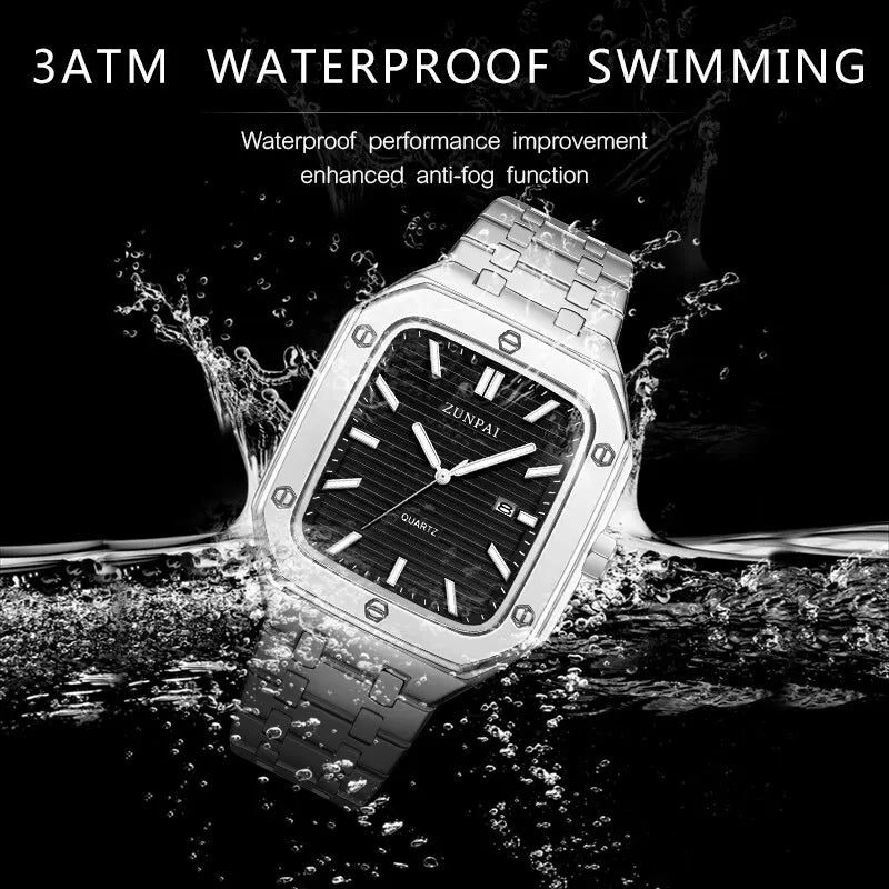 Men's Stainless Steel Square Watch