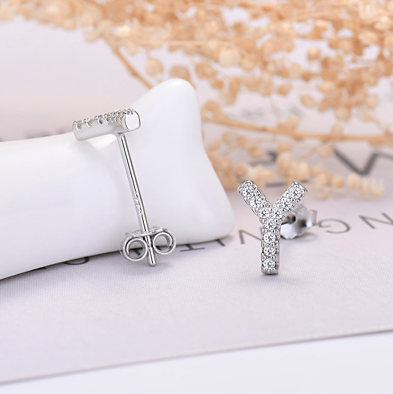 Zircon Initial Letter Earrings