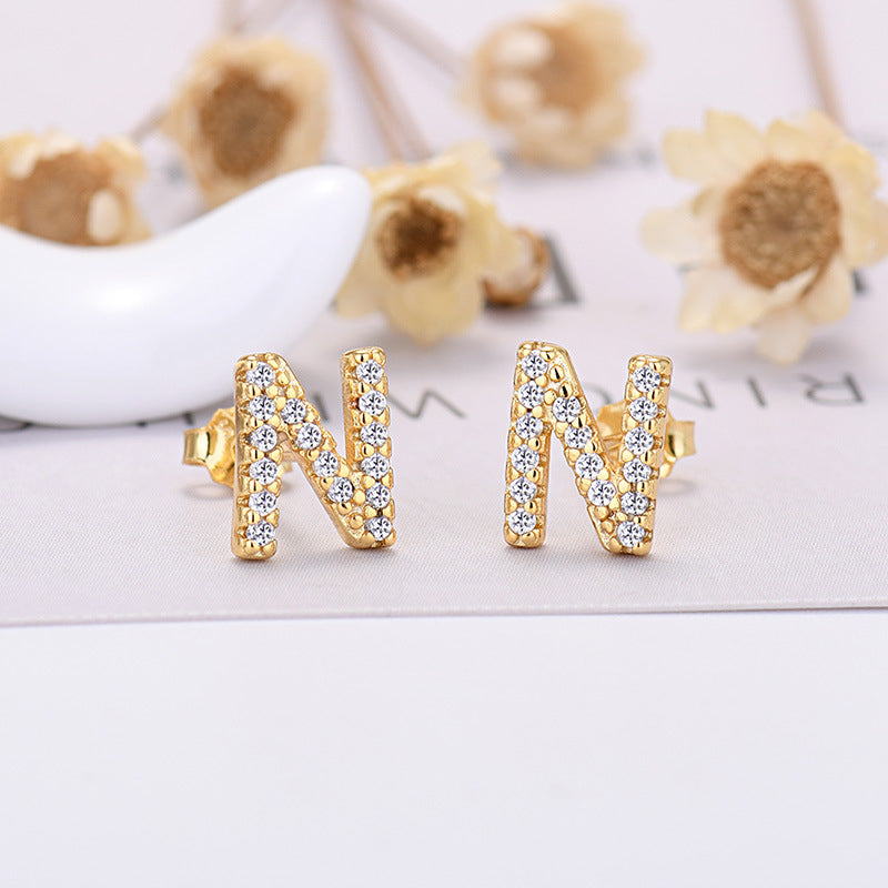 Zircon Initial Letter Earrings