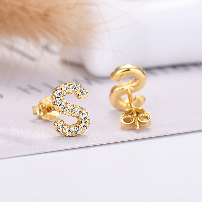 Zircon Initial Letter Earrings