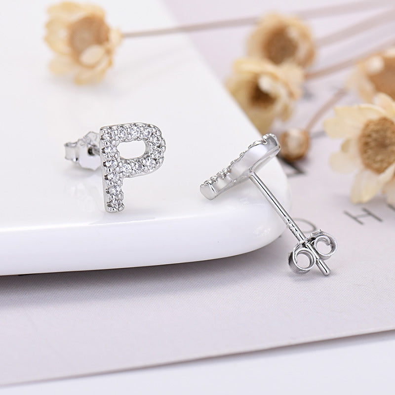 Zircon Initial Letter Earrings