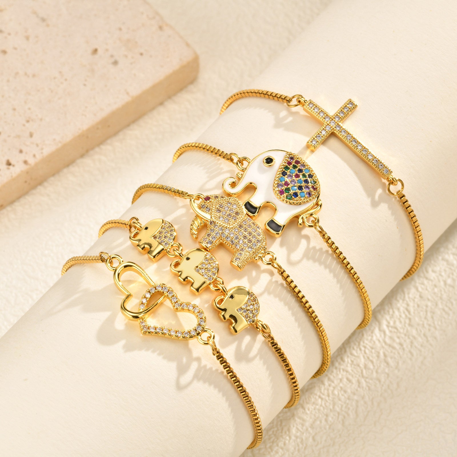 Colorful Zircon Adjustable Copper Bangle